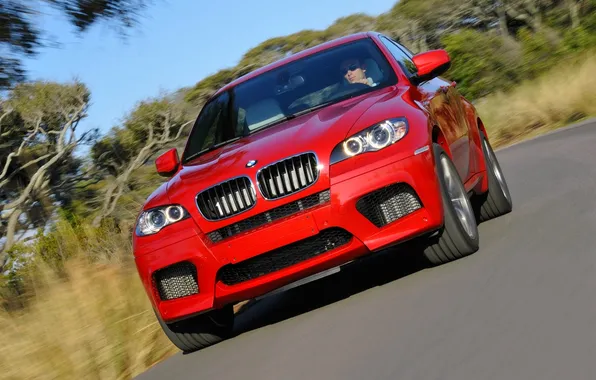 Red, BMW, logo, Grille, Lights, The front, Boehmer