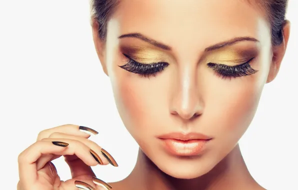 Picture girl, face, portrait, makeup, closed eyes