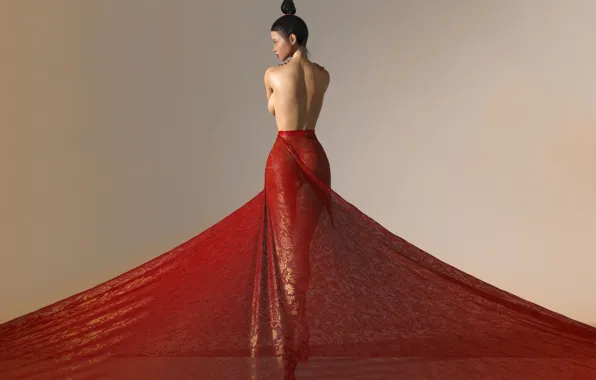 Picture girl, red, dress