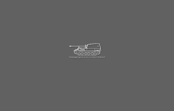Minimalism, grey background, drawing, Ferdinand, PT - ACS, the storm tanks, German technology