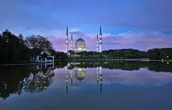 Picture water, reflection, the city, mosque, Malaysia, Shah Alam, Tuah Roslan Photography, Selangor
