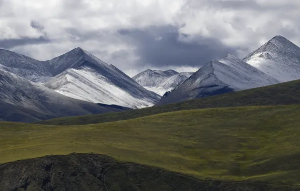 Snow, mountains, Tibet