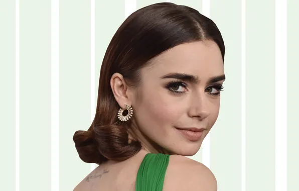 Look, background, model, actress, hair, Lily Collins, Lily Collins