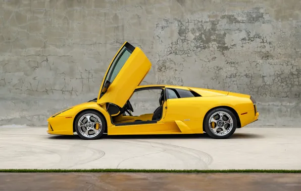 Yellow, Lamborghini, supercar, Lamborghini Murcielago, Murcielago, Lambo doors