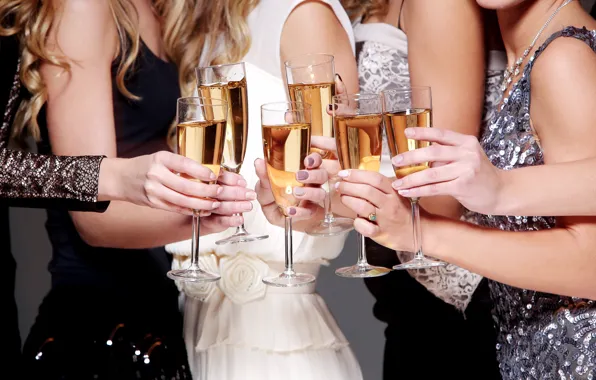 Glass, people, girls, holiday, wine, glass, hands, glasses