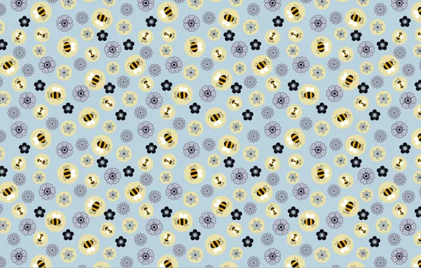 Wallpaper, texture, flowers, bees