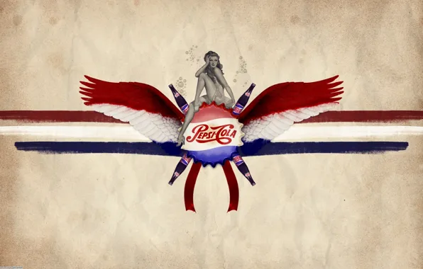 Girl, wings, drink, Pepsi-Cola, Pepsi-Cola