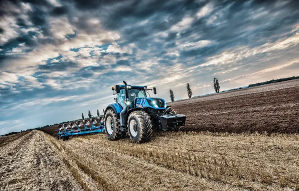The sky, Field, Tractor, Tractor, 2019, New Holland T7