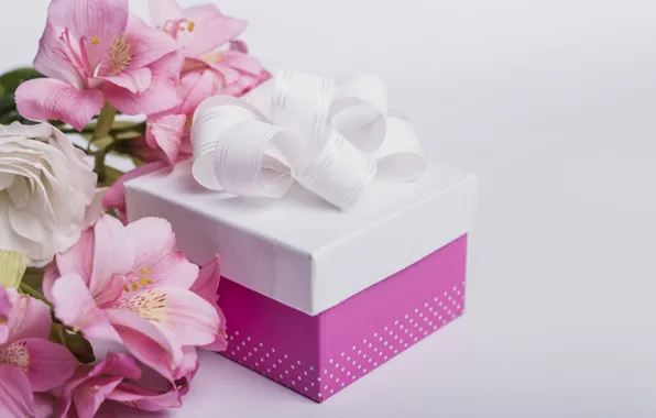 Flowers, gift, Lily, tape, pink, pink, flowers, romantic
