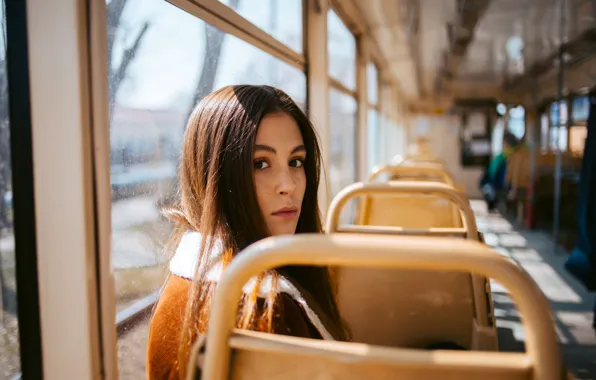 Picture model, portrait, bus, brown hair, Dima Minakin