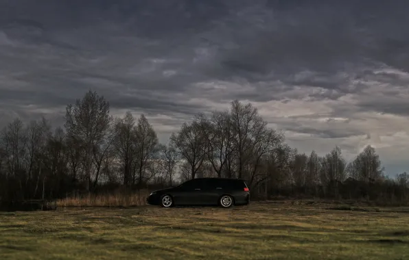 Sand, the sky, overcast, black, honda, accord, wagon, universal