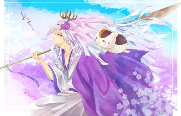 Anime, art, guy, two, characters, natsume yuujinchou, youkai, Book of friendship Natsume