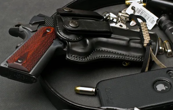 Picture gun, phone, cartridges, holster, 1911, mobile