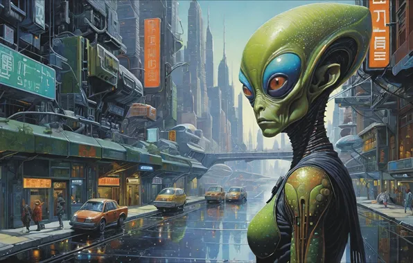 City, ART, alien, alien, Fantastic, fantasy art