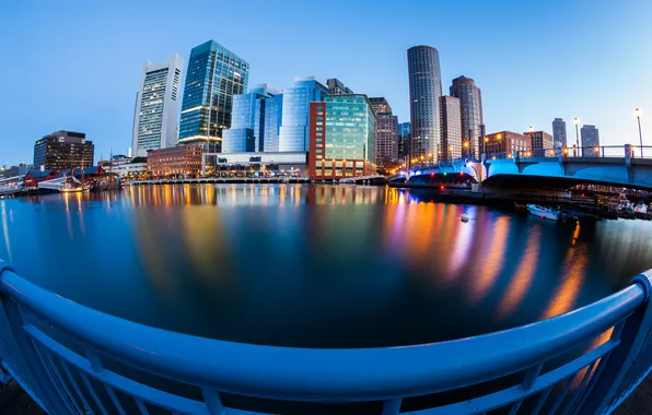 Water, the city, the ocean, building, USA, promenade, Boston, Boston