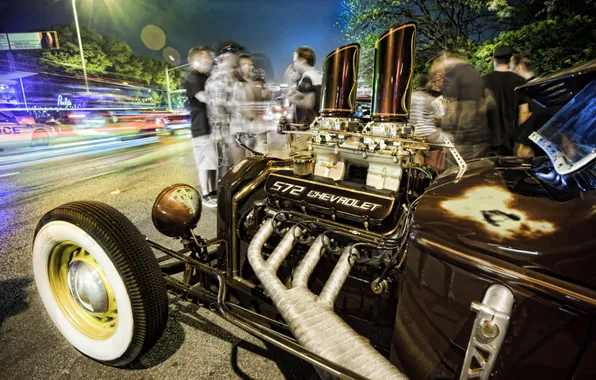 Picture people, street, HDR, excerpt, Chevrolet, motor, hot rod