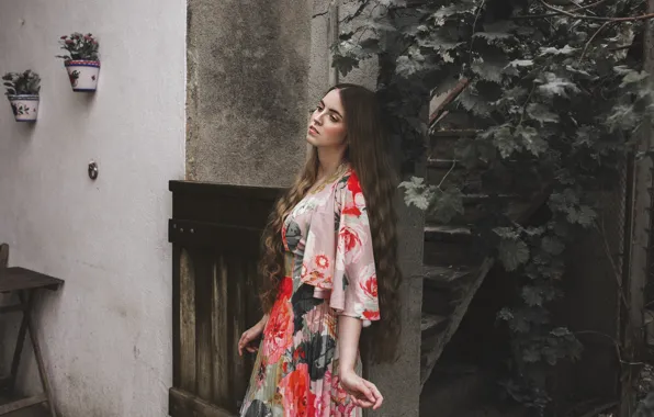 Picture sadness, girl, face, hair, dress