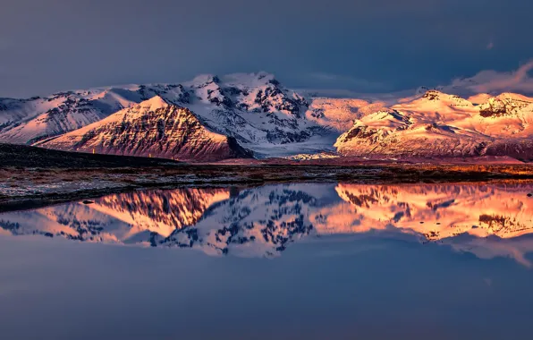 Picture snow, mountains, nature, lake