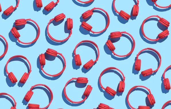 Red, background, blue, headphones, pattern