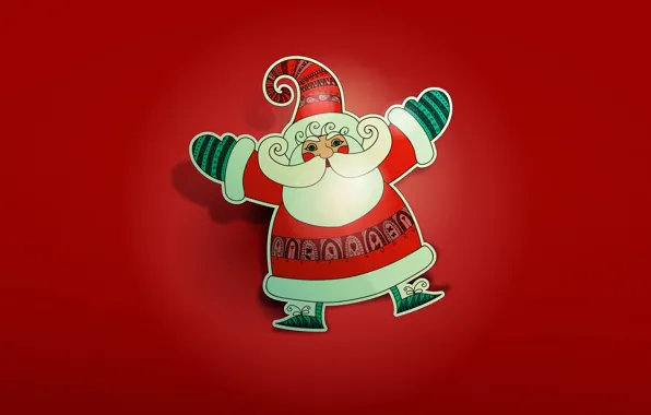 New year, Christmas, new year, Santa Claus, Santa Claus, red background, merry christmas