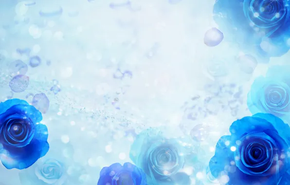 Light, blue, abstraction, glare, collage, Wallpaper, rose