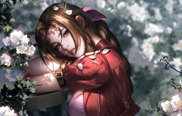 Girl, flowers, Final Fantasy VII, Aerith Gainsborough, Final Fantasy VII Remake