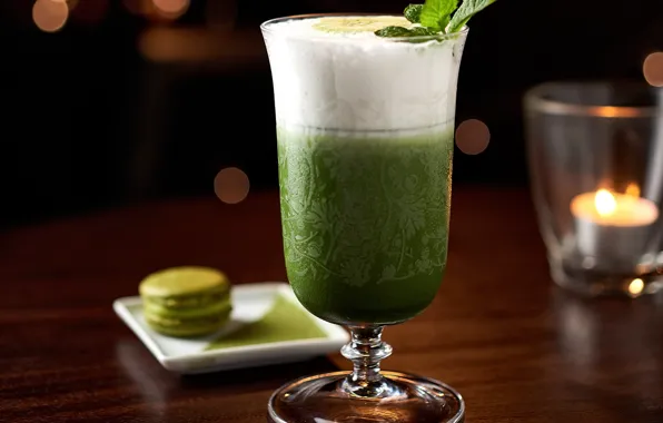 Glass, cocktail, mint, macaron
