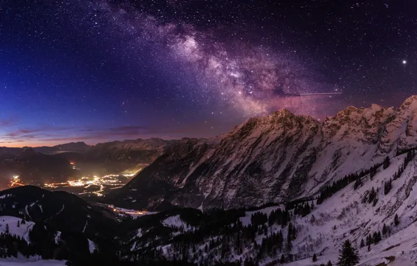 Stars, landscape, mountains, night, beauty, the milky way