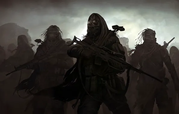 Picture fog, weapons, war, rifle, squad