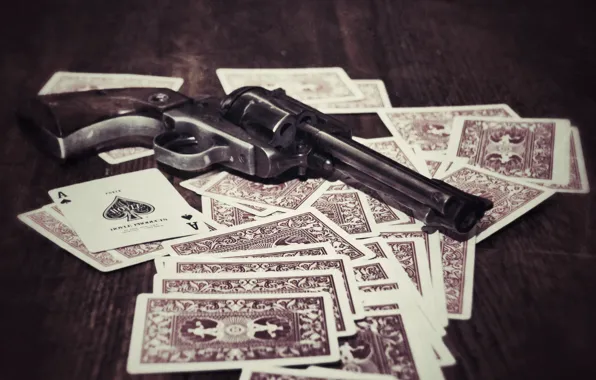 Card, weapons, revolver