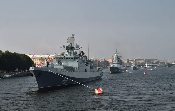 Ships, Saint Petersburg, Holiday, combat, Parade
