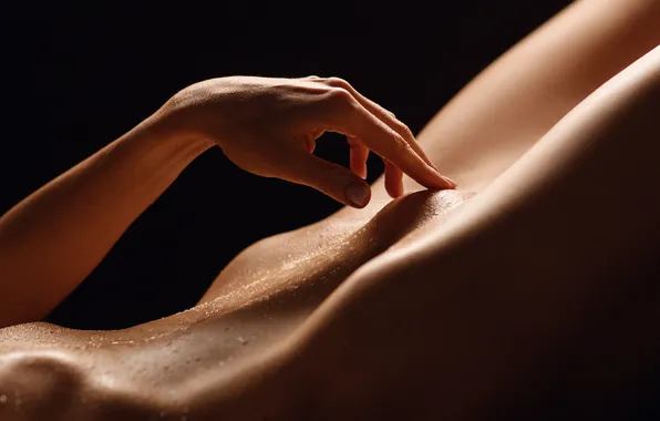 Drops, body, moisture, black background, Sergey Sorokin