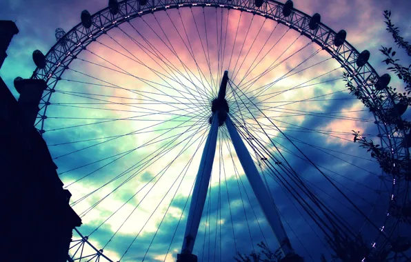 The sky, Park, wheel, Ferris, evening