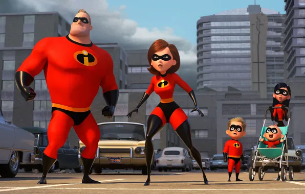Picture cartoon, Disney, Incredibles 2, The incredibles 2