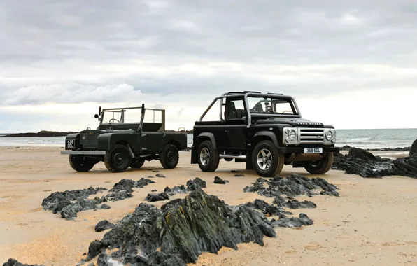 Picture 2008, Land Rover, on the shore, 1948, Defender, Series I, SVX, 60th Anniversary Edition