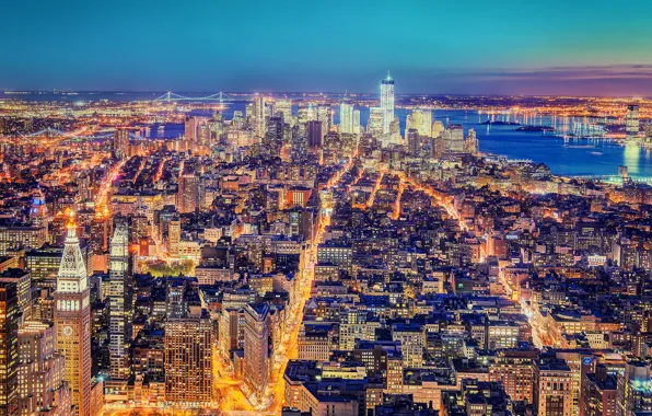 Lights, New York, the evening, New York