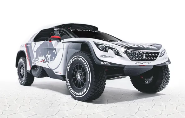 Auto, Machine, Speed, Peugeot, Lights, Red Bull, Rally, Dakar