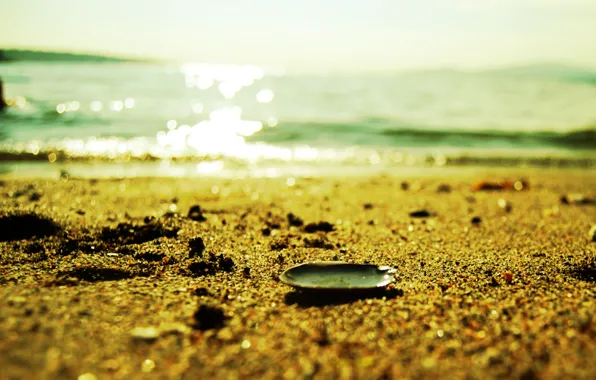 Sand, sea, beach, summer, water, macro, light, Shine