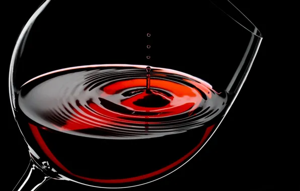 Drops, wine, red, glass, glass, black background
