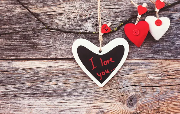 Love, hearts, love, I love you, wood, romantic, hearts, valentine's day