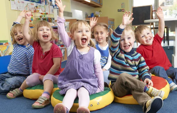 Children, smile, group, boy, girl, handle, kids, guys