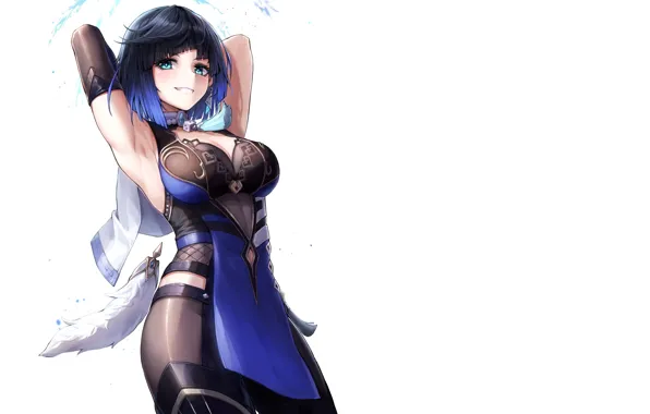 Hot, sexy girl, blue, figure, short hair, pretty, sexy babe, curves