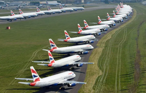 Liner, Airbus, Parking, WFP, Airliner, British Airways, Airbus A320, A320