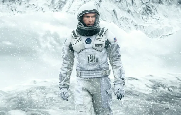 Cooper, cinema, ice, NASA, mountains, snow, man, movie