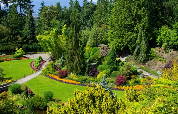 Picture beauty, garden, Canada, Vancouver, Sunny, Queen Elizabeth Garden