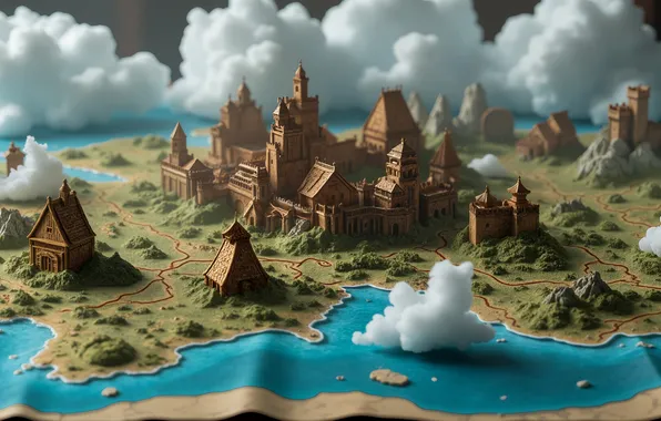 CLOUDS, ISLAND, HOME, FORTRESS, TOWER, MAP