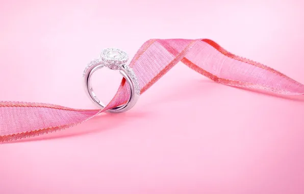 Holiday, ring, tape, decoration, wedding, jewel, wedding, pink color