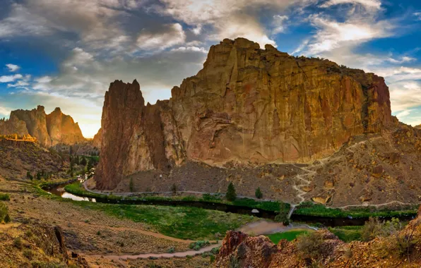Picture river, rocks, Oregon, USA, Smith Rock State Park