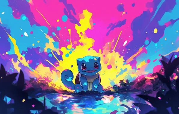 Water, paint, plants, water, pokemon, pokemon, squirtle, water