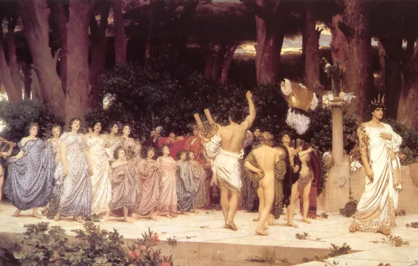 Picture trees, concert, antique, Frederic Leighton, Daphnephoria, The Daphnephoria